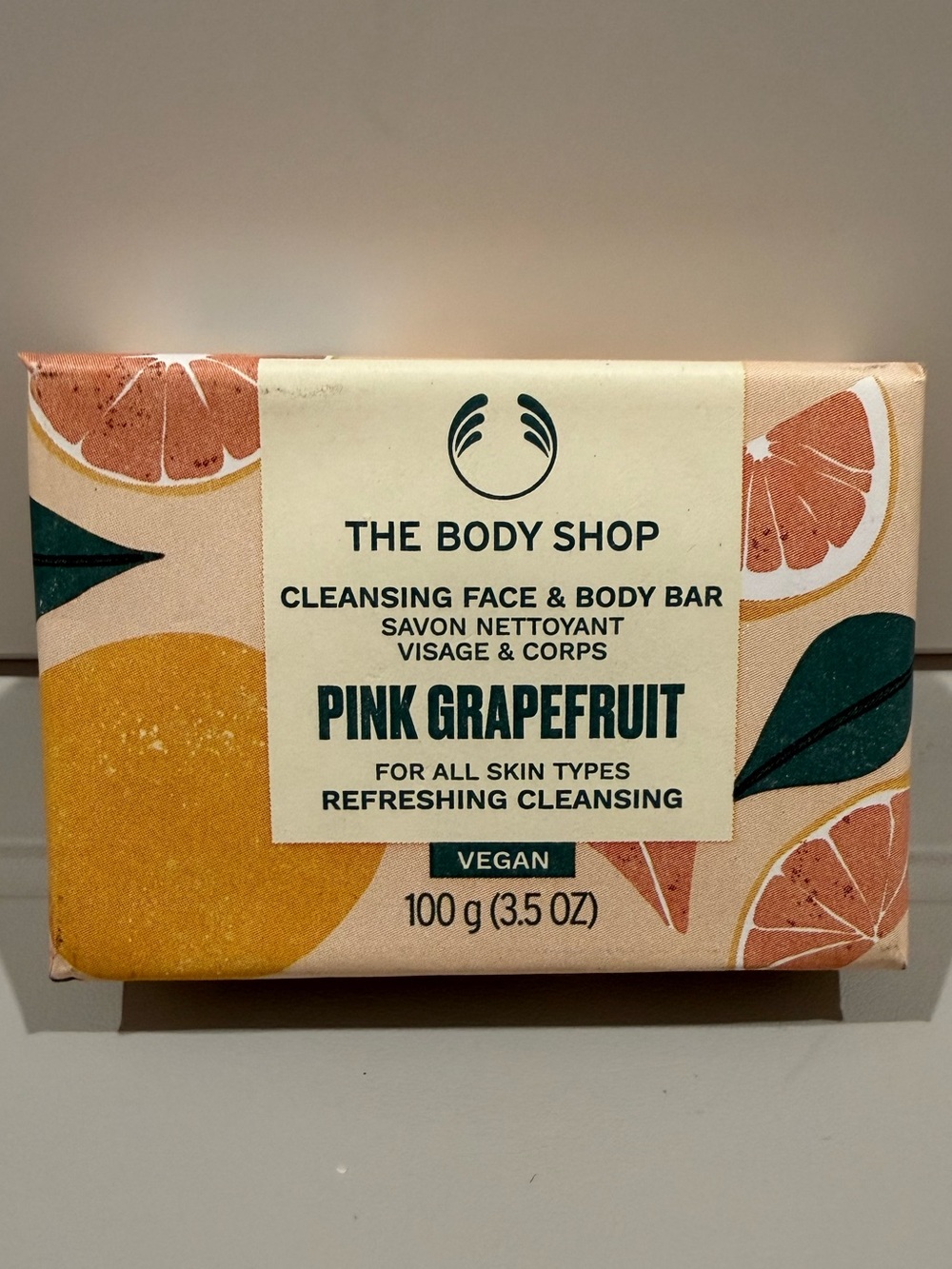 The Body Shop Pink Grapefruit Cleansing Face & Body Soap Bar 3.5 Oz 100g New